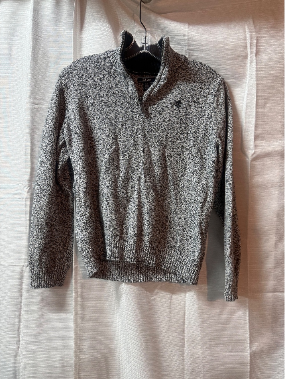 IZOD Men's Gray Cotton Half-Zip Sweater Size L/G 14/16 Regular